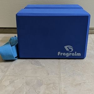 Blue yoga blocks and yoga strap